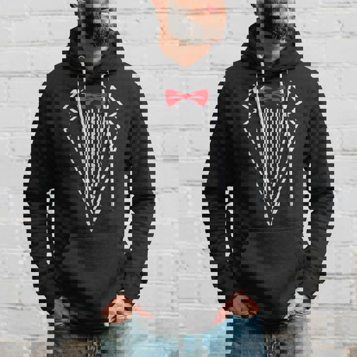 メンズ タキシード 赤い蝶ネクタイ付き ブラックスーツ 面白い メンズ レディース キッズ パーカー 彼への贈り物