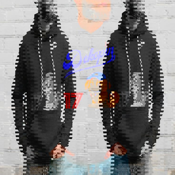 デコピン、デコイ、犬シャツ、No17、大谷、愛犬、コーイケルホンディエ、野球観戦、Dekopindecoy 誕生日 パーカー 彼への贈り物