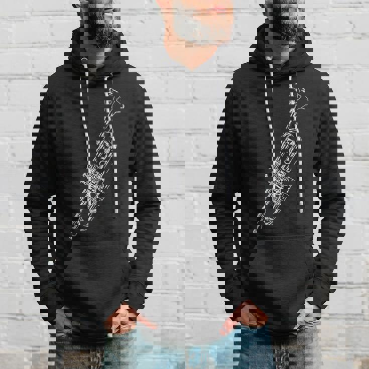 トランペット奏者のためのレトロなトランペットスケッチ パーカー 彼への贈り物