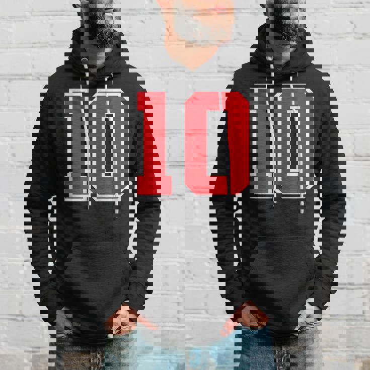 ナンバー10 スポーツジャージ 誕生日 年齢 ラッキーナンバー レッド ホワイト パーカー 彼への贈り物