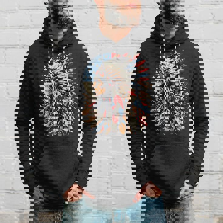 ネイティブアメリカン インディアン チーフ アメリカ国旗 先住民 パーカー 彼への贈り物