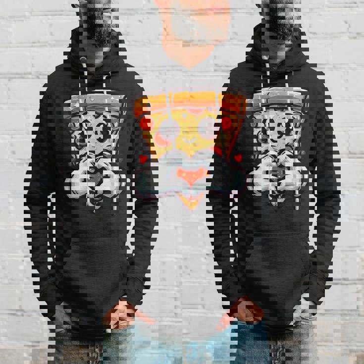 ハートの手でペパロニピザのスライス、かわいいピザ パーカー 彼への贈り物