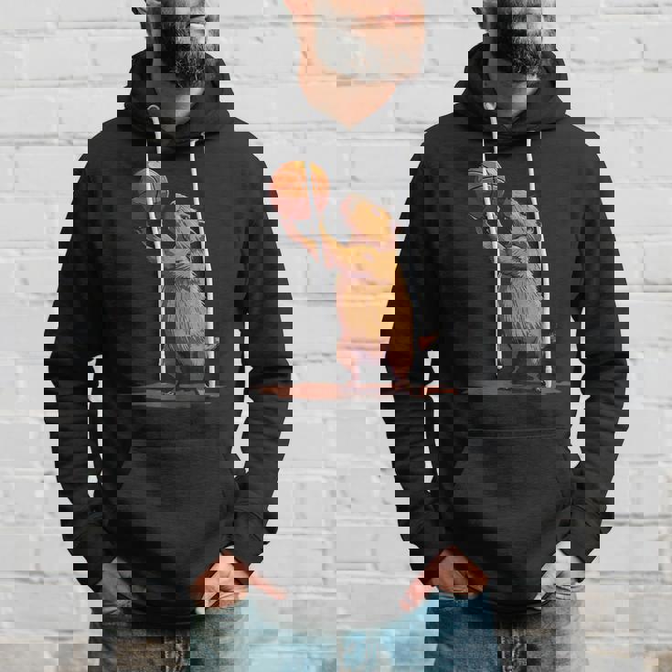 バスケットボール ドローイング バスケットボール 恋人 カピバラ 動物 アート パーカー 彼への贈り物