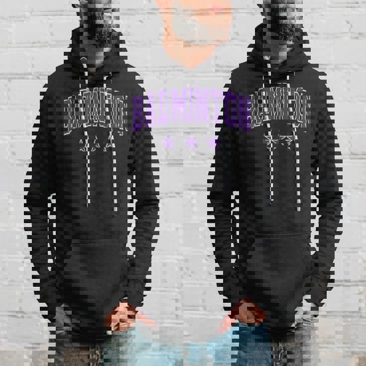 バドミントン オールパープル スター クラシック レトロ 代表チームのテキスト パーカー 彼への贈り物