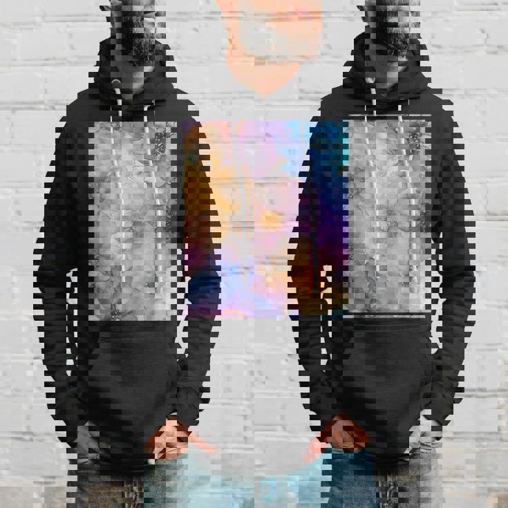 パステルインクのイラストにマルチカラー春の花。 パーカー 彼への贈り物