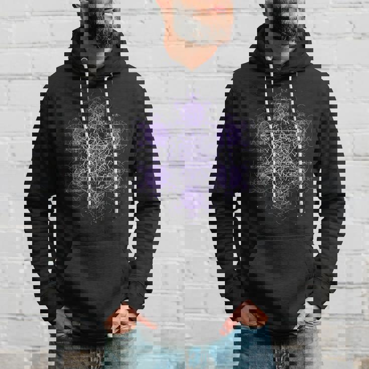 パープル フラクタル メタトロンキューブ 神聖な幾何学 スピリチュアル パーカー 彼への贈り物