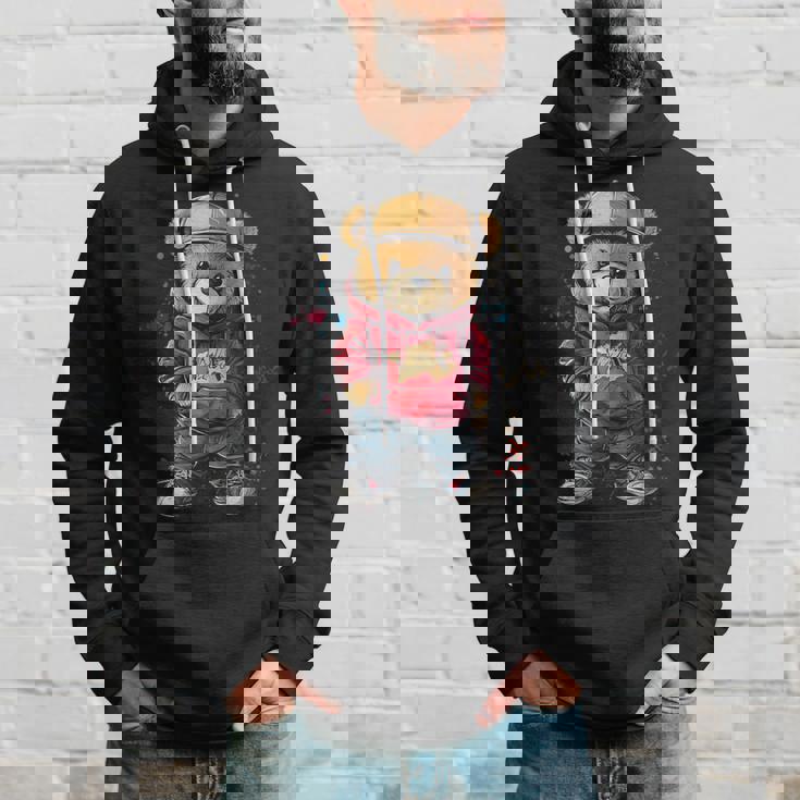 ヒップホップのテディベア、クールなアーバンノベルティグラフィック。 パーカー 彼への贈り物