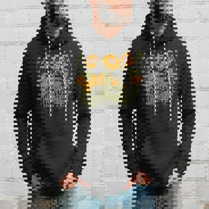 ヒマワリ 野花 ヴィンテージ ボタニカル 植物 ガーデニング パーカー 彼への贈り物