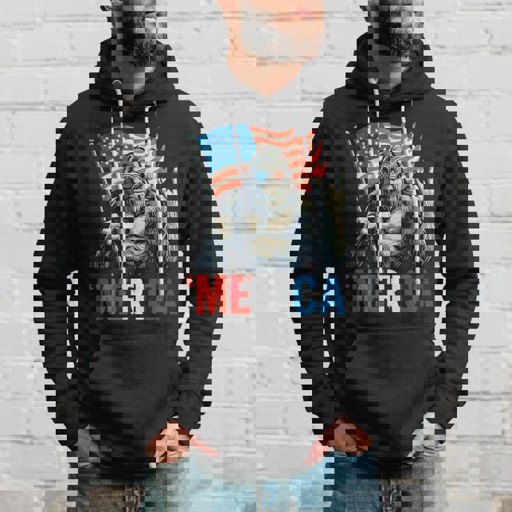 ビッグフット メリカ ロック アメリカ国旗 愛国的 7月4日 パーカー 彼への贈り物