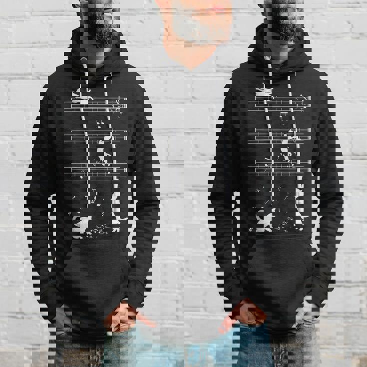 ピアノ音符 遊び心のある猫 パーカー 彼への贈り物