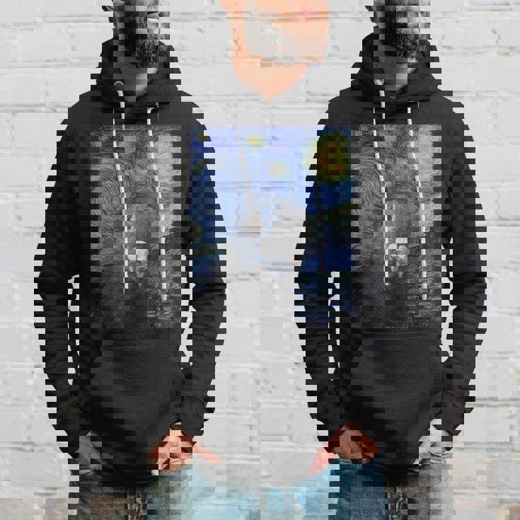 ファン・ゴッホの星月夜鳩のミームペインティング パーカー 彼への贈り物