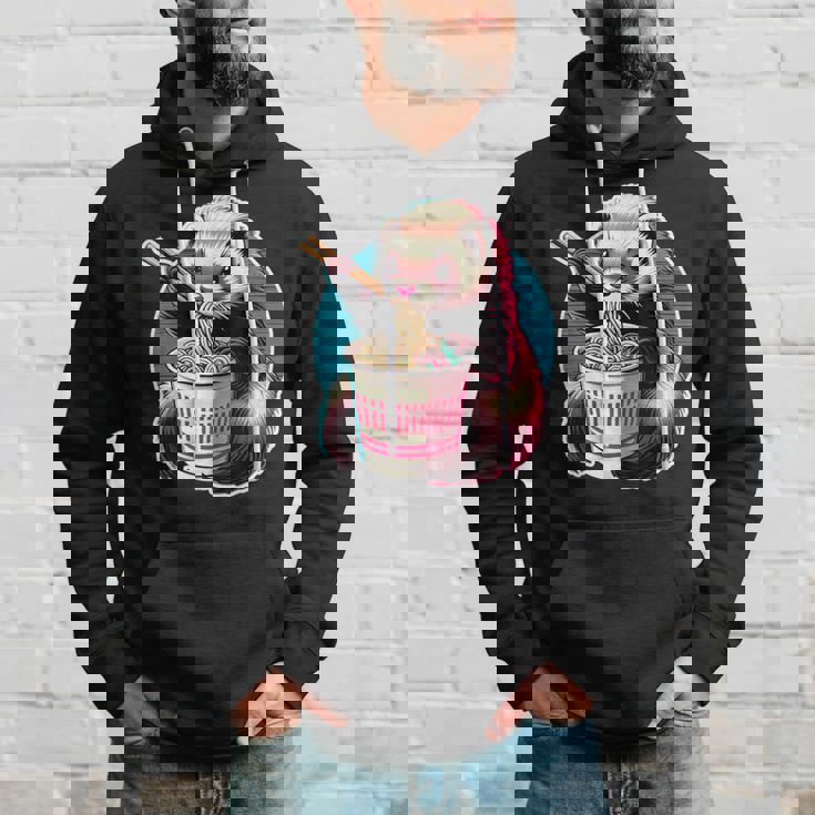 フェレットの飼い主かわいいカワイイアニメフェレットがラーメン丼シャツを食べる パーカー 彼への贈り物