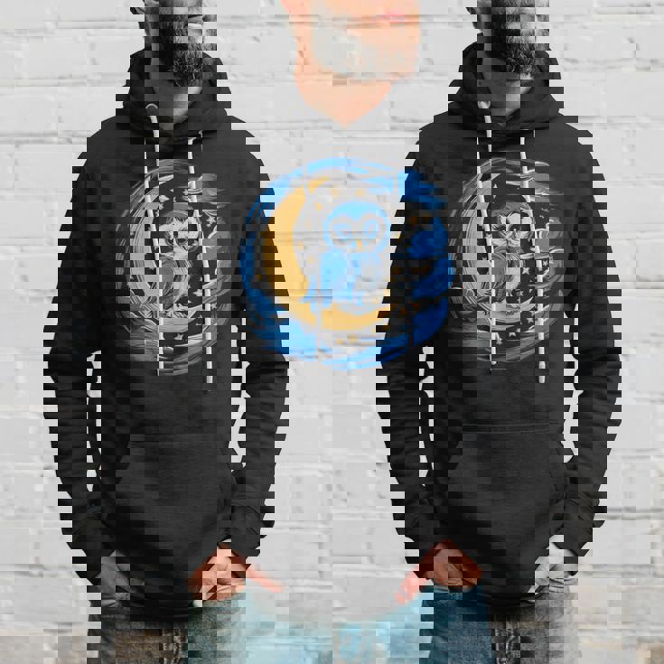 フクロウ 月 夜 星 パーカー 彼への贈り物