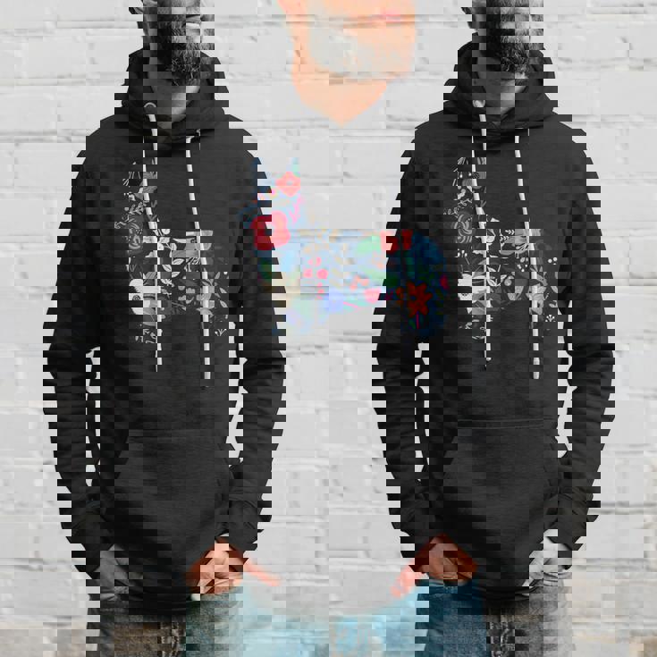 フローラルコーギーシルエット コーギー犬愛好家 パーカー 彼への贈り物