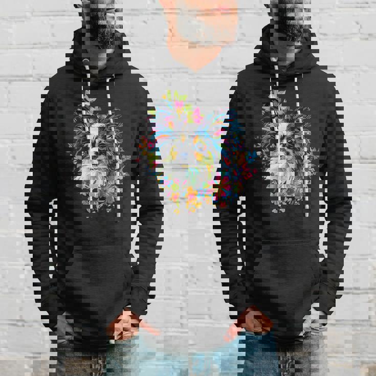 フローラル・ポップ・アート カラフルなパピヨン パーカー 彼への贈り物