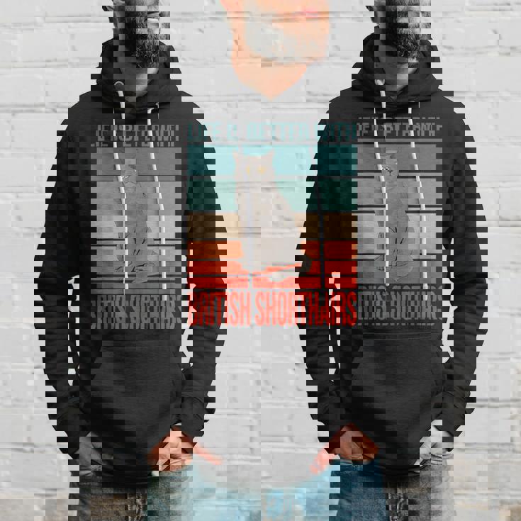 ブリティッシュショートヘア ライフ・イズ・ベター 子猫猫の飼い主 ブリティッシュショートヘア パーカー 彼への贈り物