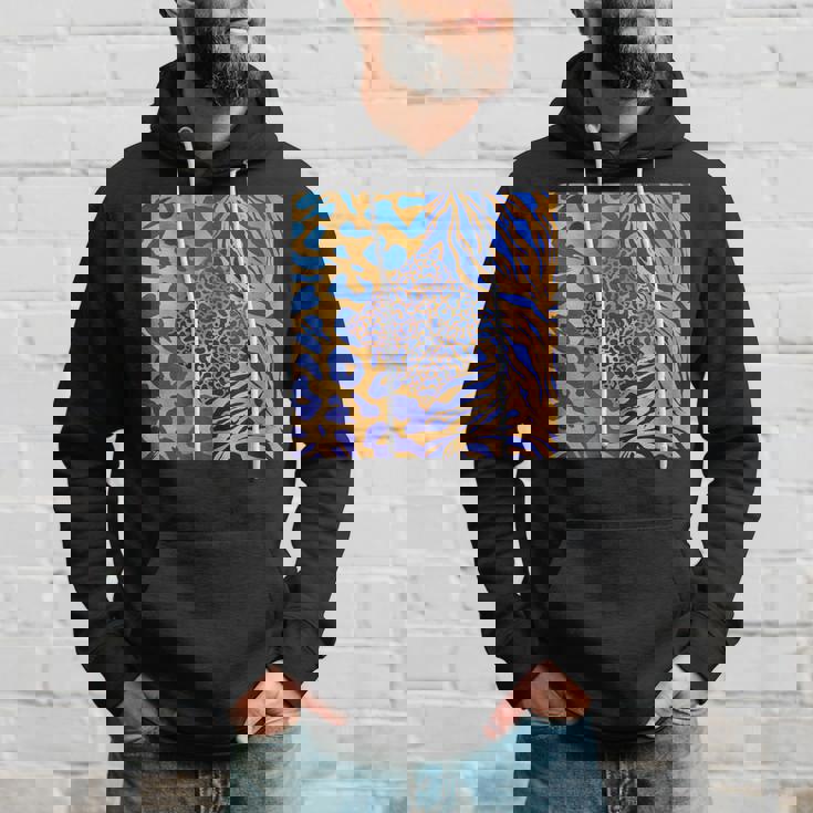 ブルースの直径のジャングルプリントゴールド。シマウマ、パンサー、チーター パーカー 彼への贈り物