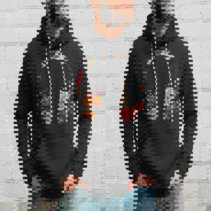 ヘッドフォンのシルエット 花柄 ボタニカル・フラワー パーカー 彼への贈り物