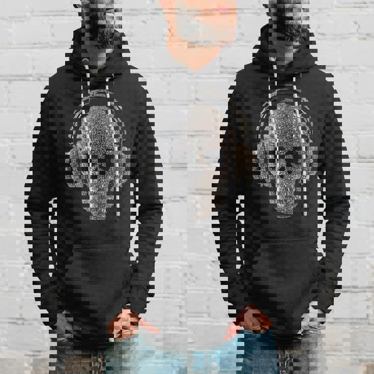 ヘッドフォン付きキラキラドクロ Dj音楽愛好家 パーカー 彼への贈り物