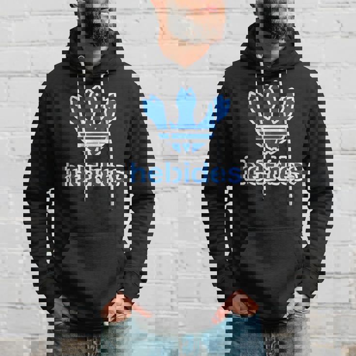 ヘビデス Hebides《ブルー 青》巳年 蛇年 へび【ブランド ロゴ パロディ】2025 干支 十二支 面白い パーカー 彼への贈り物