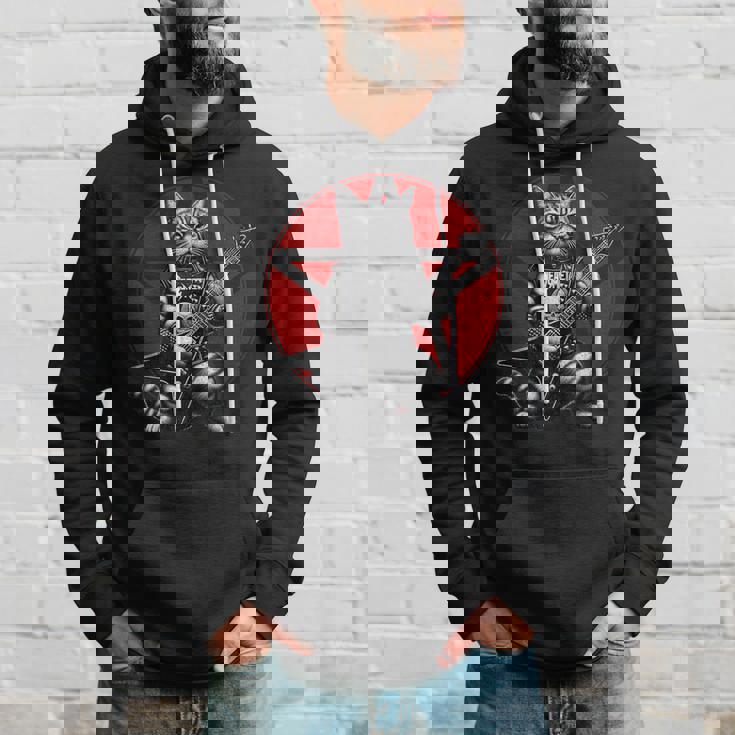 ヘヴィメタル猫とデスメタルミュージック メタルヘッド ロックギター パーカー 彼への贈り物