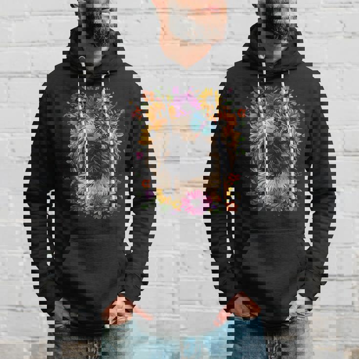 ペキニーズ犬 キュート 花柄 ひまわり コテージコア ママ お父さん パーカー 彼への贈り物