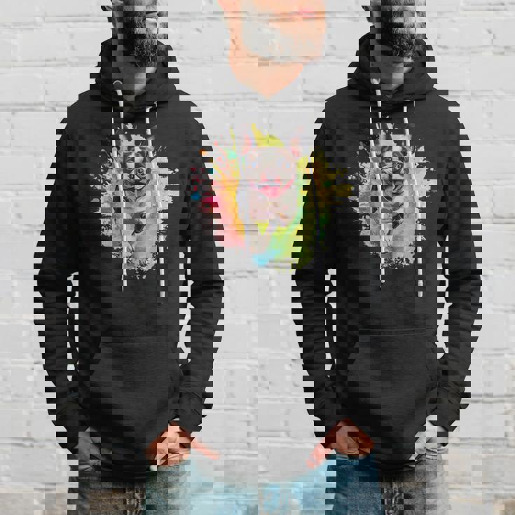 ボストンテリア 恋人 カラフル スプラッシュアート ボストンテリア パーカー 彼への贈り物