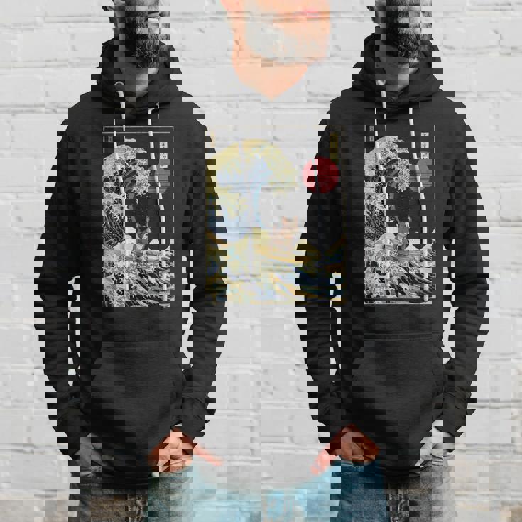 ボストンテリア 日本神奈川波 おもしろサーフドッグ パーカー 彼への贈り物