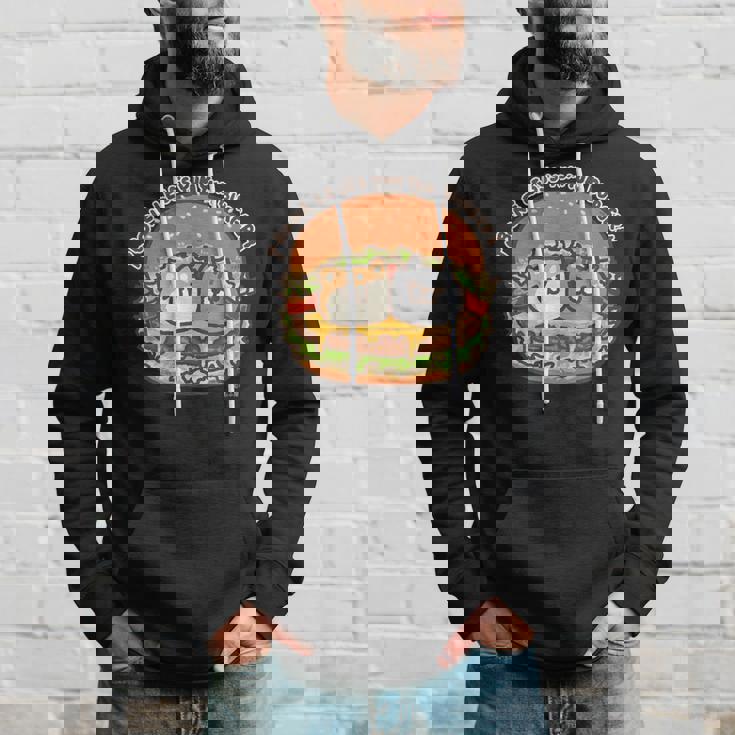 ボンレス犬とボンレス猫 ハンバーガー ダークカラー パーカー 彼への贈り物