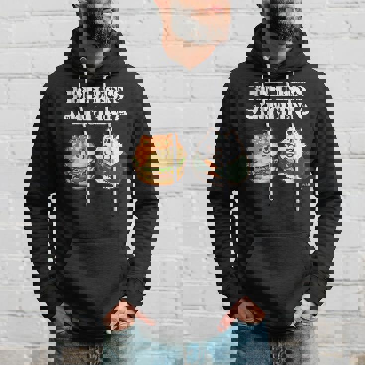 ボンレス犬とボンレス猫 ハンバーガーとおにぎり ダークカラー パーカー 彼への贈り物