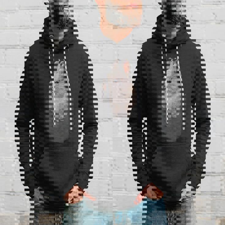 ポケット ホワイト 子ウサギ パーカー 彼への贈り物