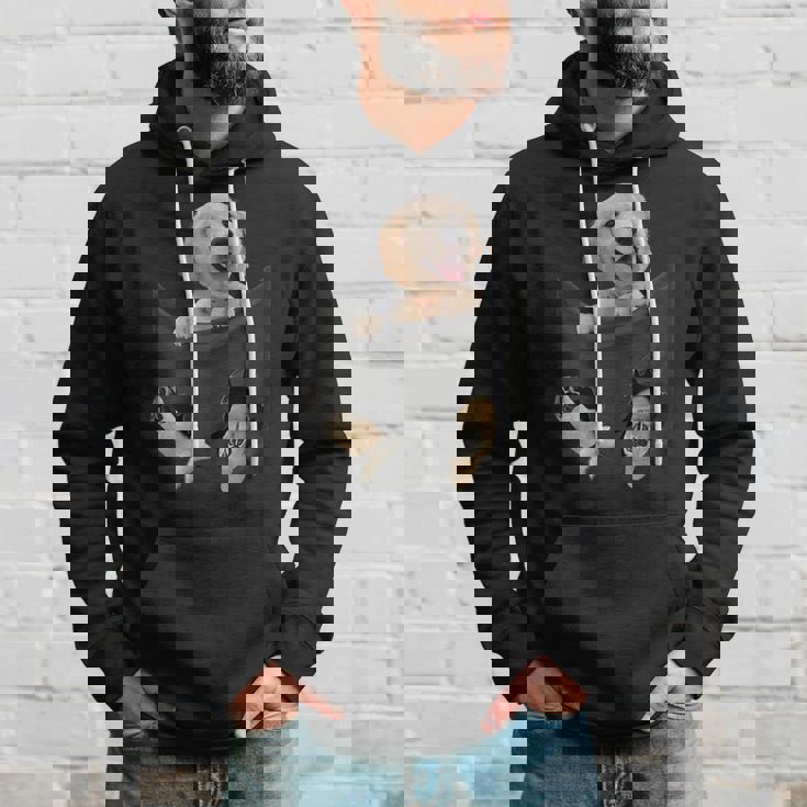 ポケットに入ったゴールデンレトリーバーの犬 ゴールデンパピー のぞき見 パーカー 彼への贈り物