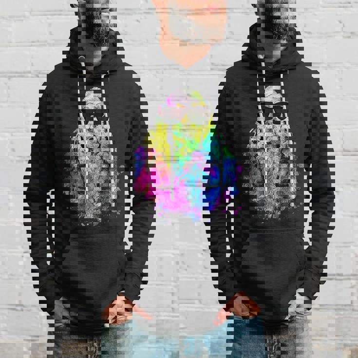 ポップアート アメリカンコッカー スパニエル 犬のポートレート ヘッドフォン付き パーカー 彼への贈り物