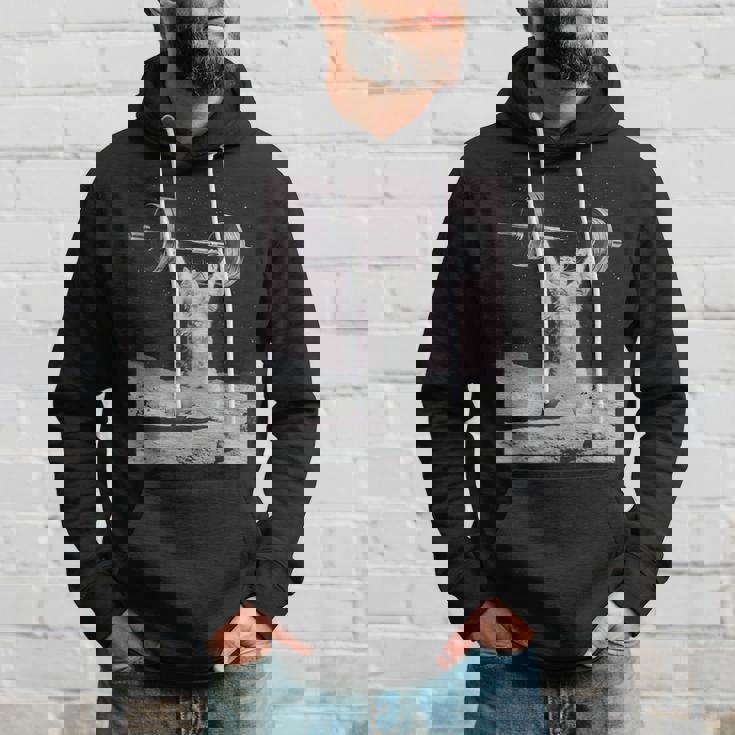 ムーンキャット 筋トレ 猫 フィットネス ジム ウェイトリフティング トレーニング 面白い猫 おもしろ パーカー 彼への贈り物