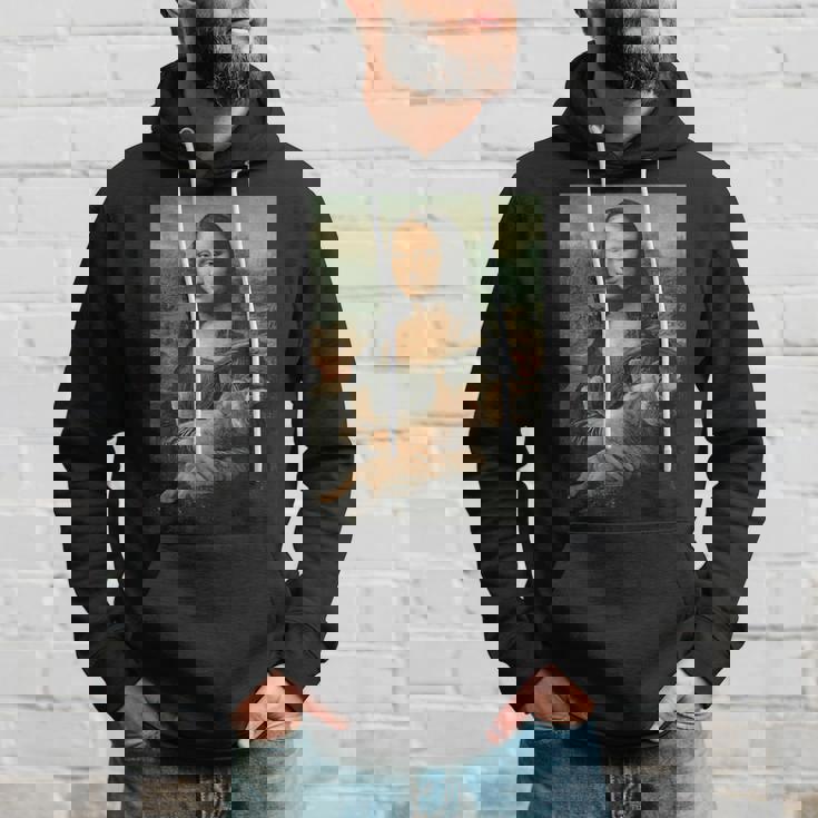 モナリザとオレンジ猫 面白いアートペインティング パーカー 彼への贈り物