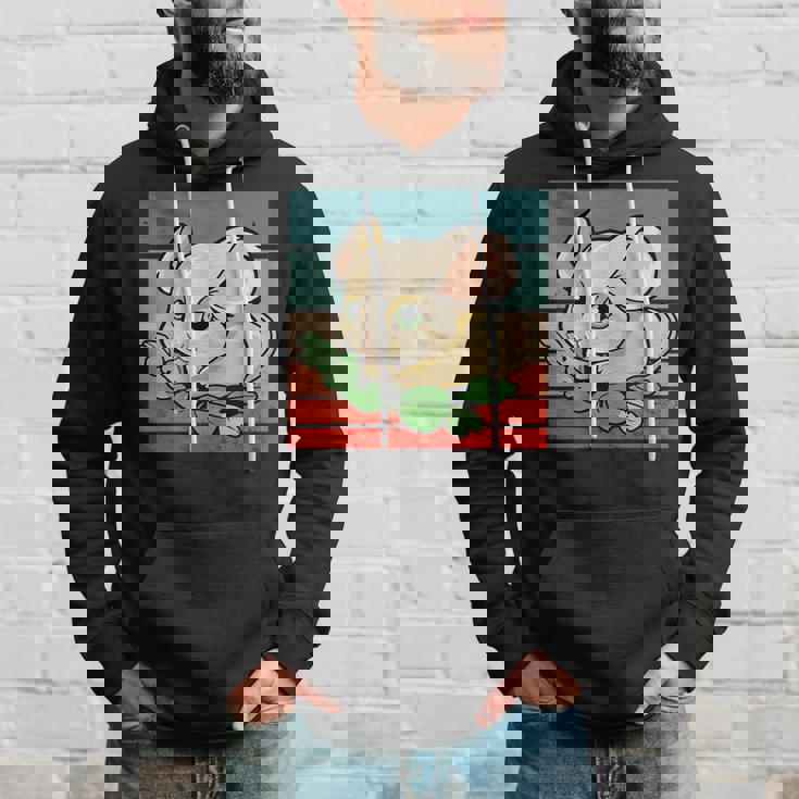 ヤマネ かわいい緑の葉 大きな目 愛らしい甘い動物 パーカー 彼への贈り物