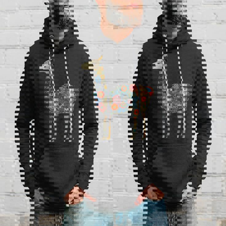 ラマ アルパカ フローラル カラフル 花 ペルーのお土産 パーカー 彼への贈り物