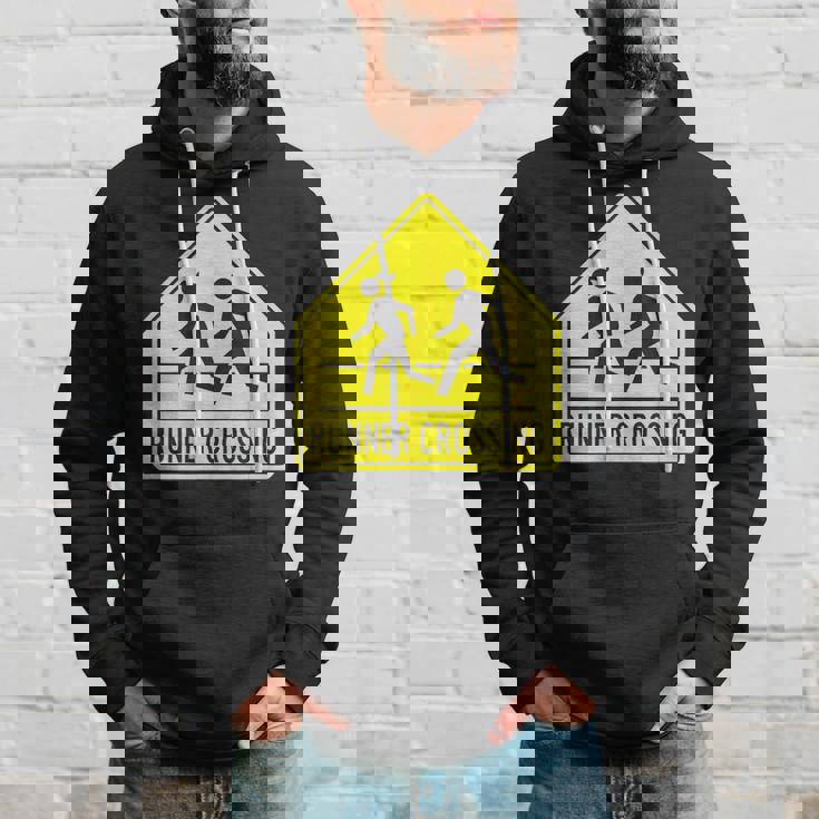 ランナー クロッシング サイン モチベーションを高める 面白い ランニング パーカー 彼への贈り物