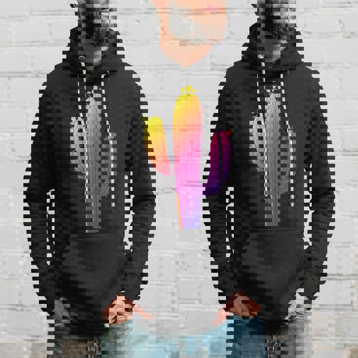 レインボーサボテン 砂漠の夕日と太陽の雰囲気 パーカー 彼への贈り物