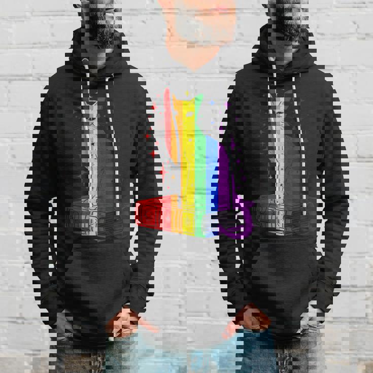 レインボー猫と本と星 Lgbt プライド パーカー 彼への贈り物