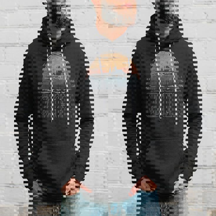 レトロ チェコ 風景 ヴィンテージ お土産 パーカー 彼への贈り物