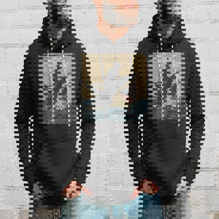 レトロ 猫 噛む サメ ユーモラス 猫 駄洒落 ミーム 猫s サメ パーカー 彼への贈り物