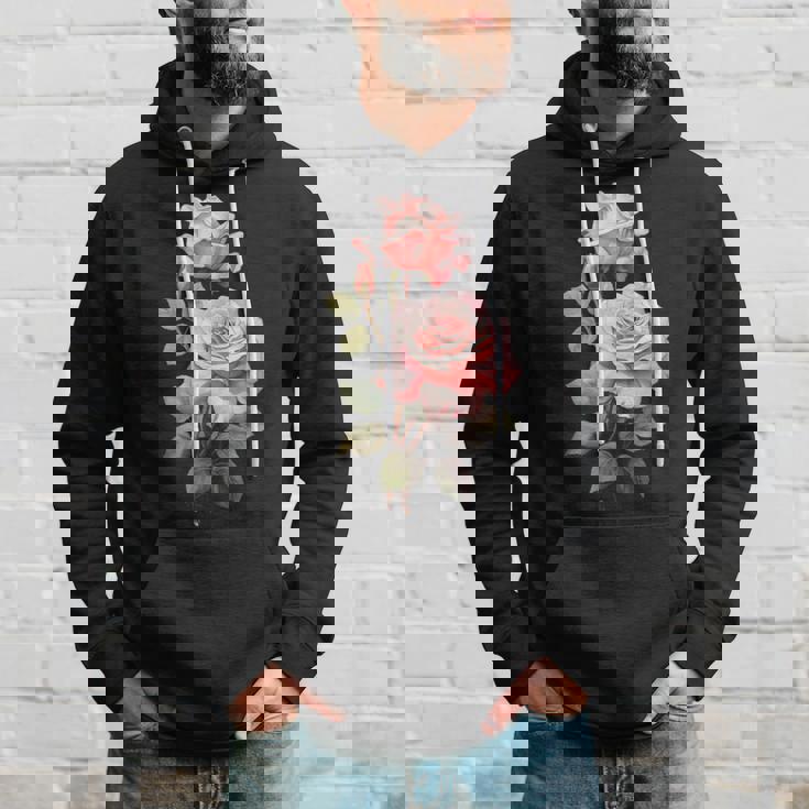 ローズシャツ 美しいピンクのバラとつぼみ パーカー 彼への贈り物