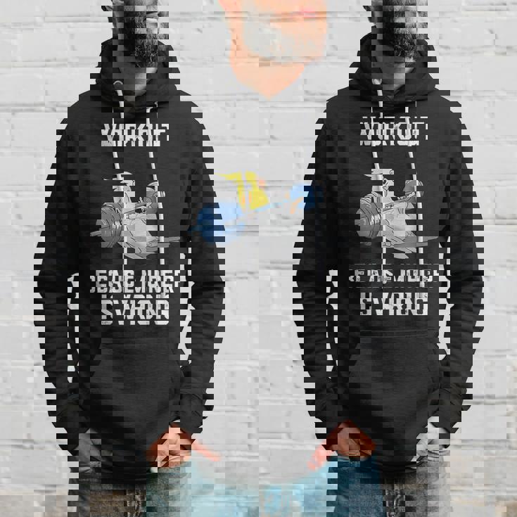 ワークアウト Because Murder Is Wrong 面白いオウム オカメインコ 鳥 パーカー 彼への贈り物