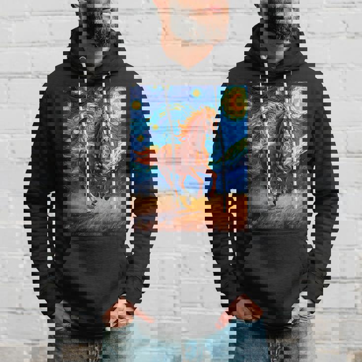 ヴァンゴッホの星空の夜ワイルドホースマスタングアニマル愛好家 パーカー 彼への贈り物