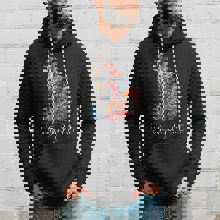 ヴィンテージ 2000 花柄 花 猫好き 24時間 誕生日 パーカー 彼への贈り物