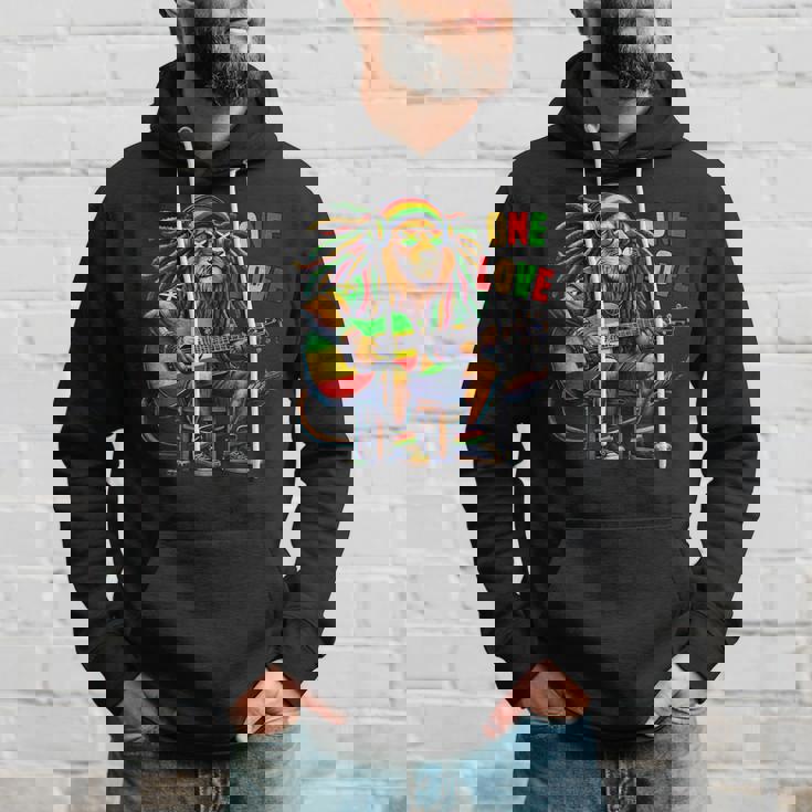 ヴィンテージ ラスタ ライオン レゲエ 音楽 One Loveibe ギター グラフィック パーカー 彼への贈り物