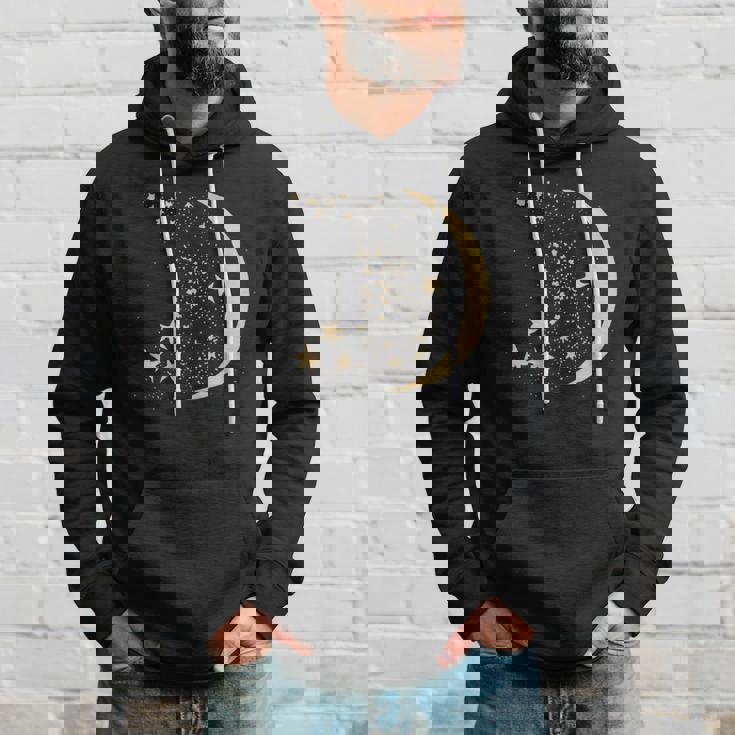 ヴィンテージ三日月と星宇宙アートイラストtシャツ パーカー 彼への贈り物