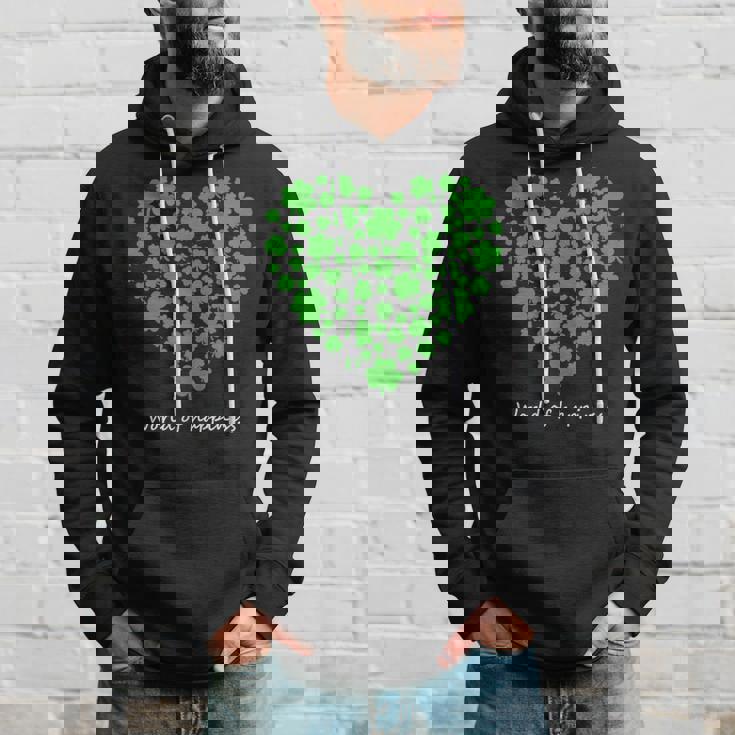 世界中の幸せを願う 可愛い ハート クローバー 反戦 平和 パーカー 彼への贈り物