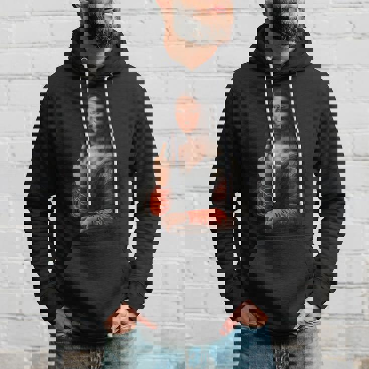 中指軽量グラフィックのモナリザ パーカー 彼への贈り物